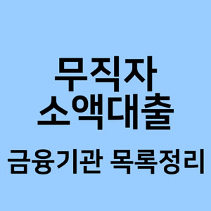 무직자소액대출 금융기관 목록정리